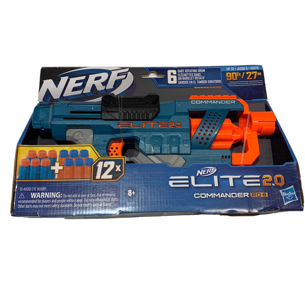 NERF Elite 2.0 Commander RD-6 Blaster 12 Official Darts 6-Dart Rotating Drum New